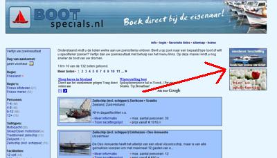 Banner voorbeeld Aanbod pagina provincie op www.bootspecials.nl